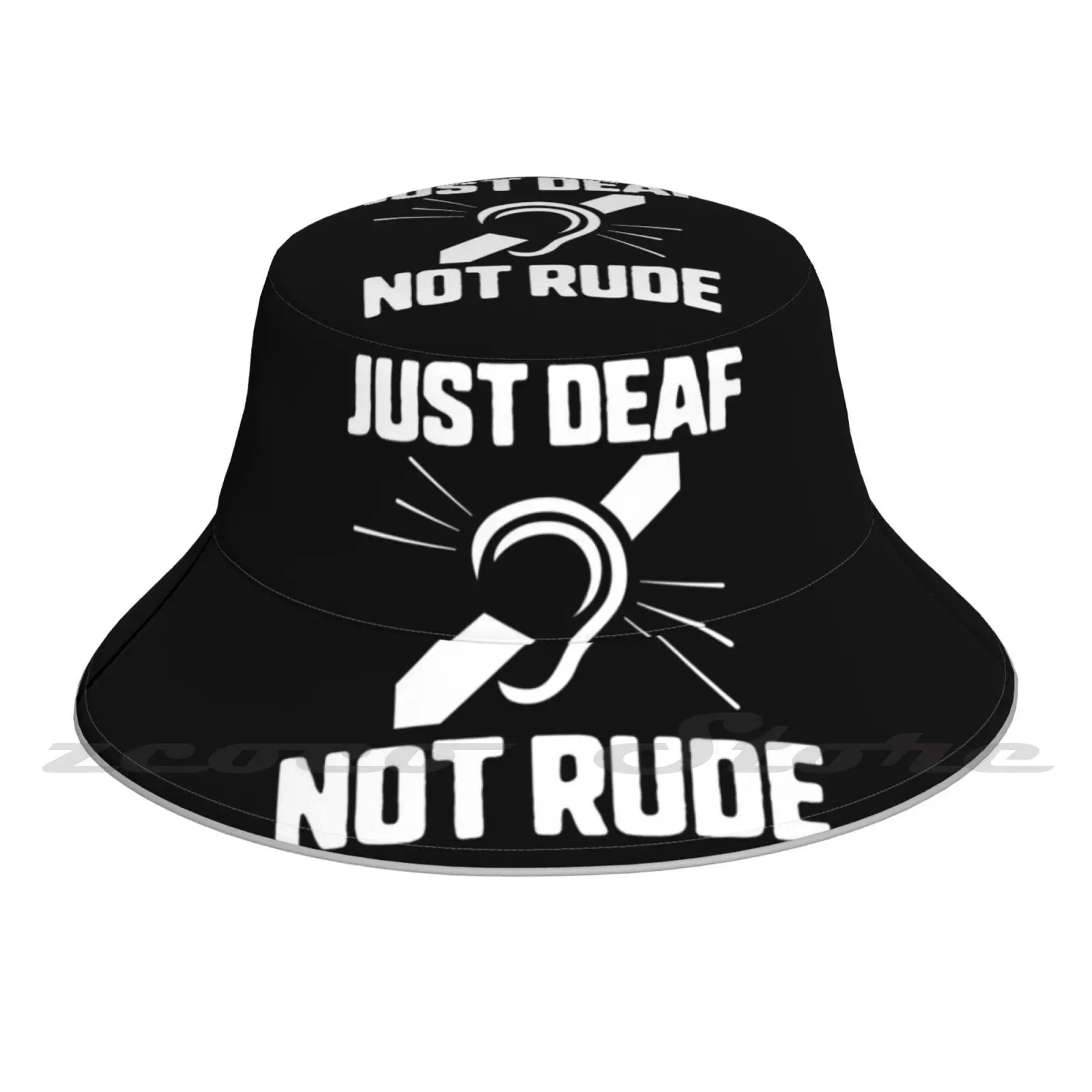 

Just Deaf Not Rude Deaf Awareness Yellow Ribbon Asl Language September Support Gift Bucket Hat Fashion Soft Personalized