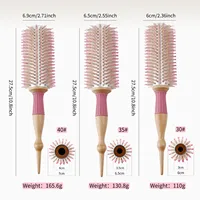 Brosse à cheveux ronde professionnelle en bois à poils de sanglier, 6 tailles, pour salon et usage domestique, outil de coiffage pour volume, franges et boucles 2