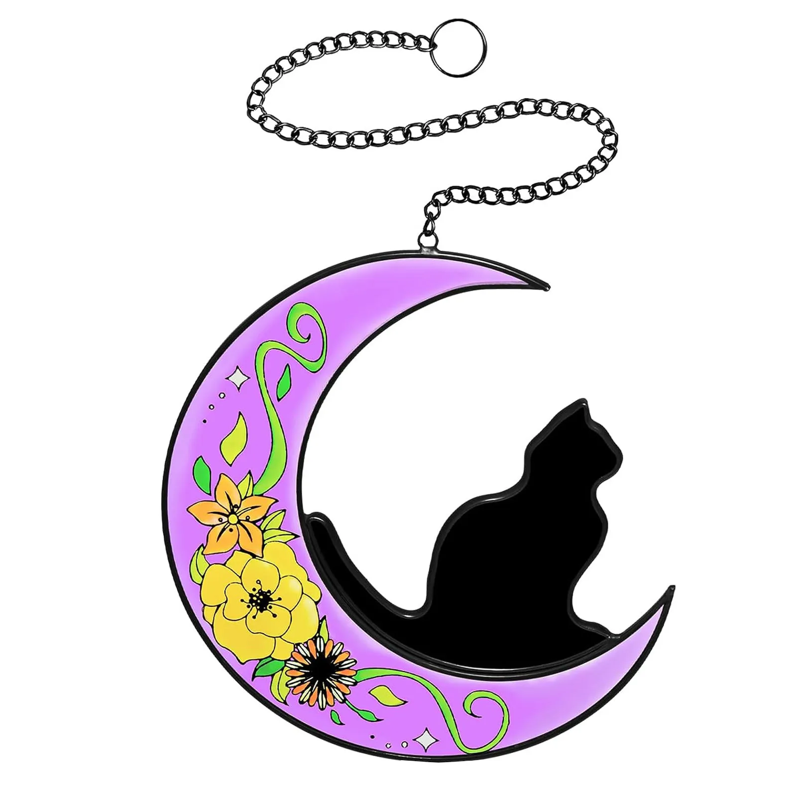 

Moon And Cat Wall Ornament Halloween Scene Layout Props Home Livingroom Kitchen Garden Decor wzpi