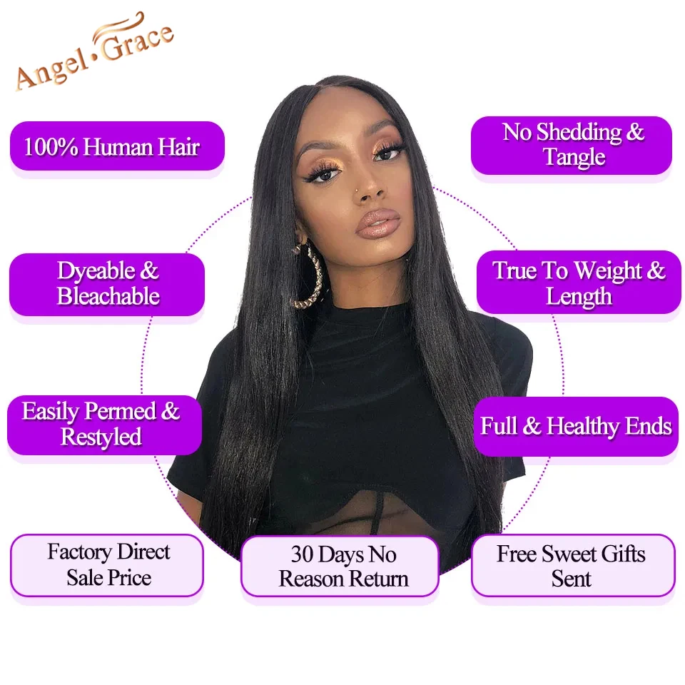 Peruvian Straight Human Hair Bundles 4 Pcs/Lot Angel Grace Hair Extensions 10-28 Inch Natural Color Remy Weave Bundles 100g