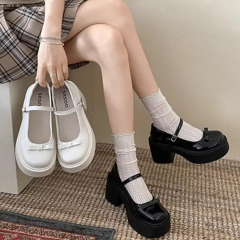 Black French Style High Heel Thick Bottom Women's Shoes 2024 New Summer Vintage Shallow Mary Jane Single Shoes Dress 5