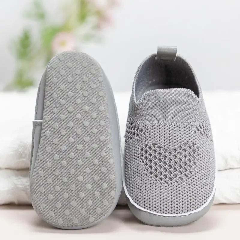 New Newborn Baby Girls Boys Shoes Mesh Breathable First Walkers Gray Pink White Soft Soled Non-slip Crib Shoes 0-1 Years Old
