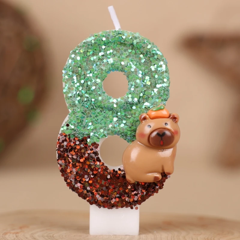 Niedliche Capybara-Kerze Nummer 0-9 Fußball-Kerze Kuchendekoration Capybara Geburtstagsparty für Kinder Babyparty Spielzeug Geschenke – Detail 20