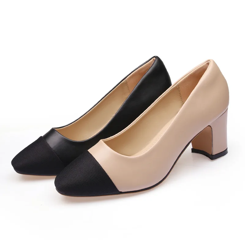 Leevar Square Toe Heels Sandals - White Black Nude Heels Chunky Two Strap  Low Heels for Women