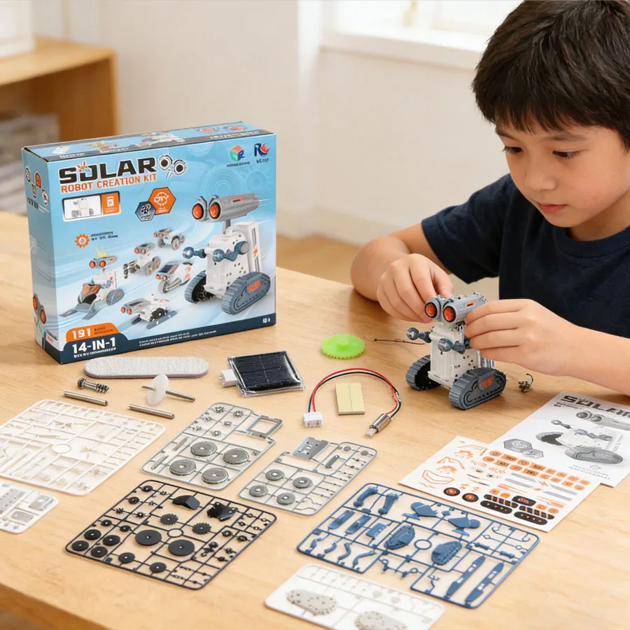 Solar Powered DIY Robot Toy Kit for Kids