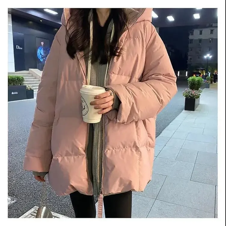 

2024 New Kawaii Korean Style Coat Loose Warm Thick Winter Mid-length Bread Coat Jacket Tide Down Cotton Jacket Women Students