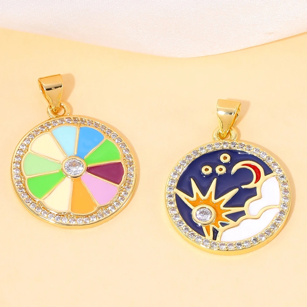 Juya DIY 18K echtes Gold vergoldet Handwerk Schmetterling Liebe Herz Mond Stern böser Blick Zitrone Eule Bär Emaille Charms Anhänger Zubehör – Detail 2