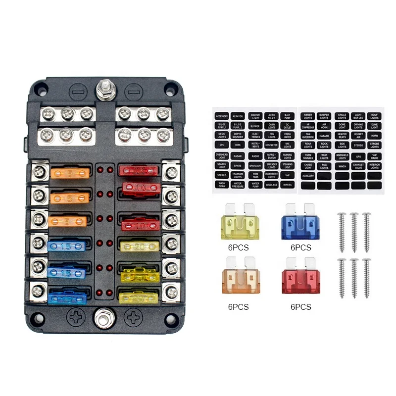 

（1 Pack）Protection Circuit Blade Fuses Car Fuse Box Holder Block With Negative Bus Touchntuff Protection Automotive Fuse