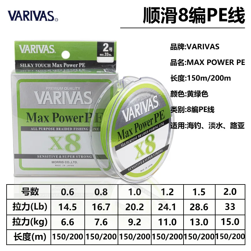 Varivas Fluorocarbon VARIVAS Max Power PE X8 Braided Fishing Line
