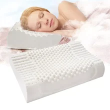 Almofada ortopédica natural pura do sono do pescoço da tailândia dos travesseiros 60x40cm protegem o descanso cervical dos cuidados de saúde das vértebras