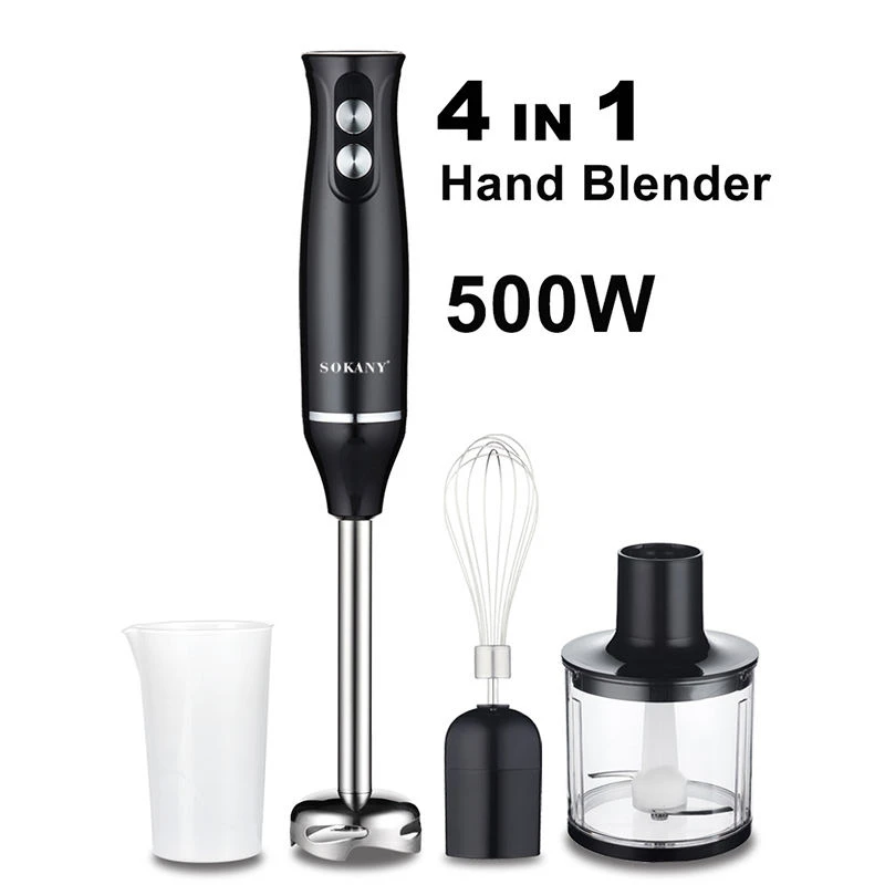 Hand Blender, 4-in-1 Electric Immersion Blender with Whisk, Chopper Bowl and Beaker for Baby Food, Shakes, Smoothies, Sauces