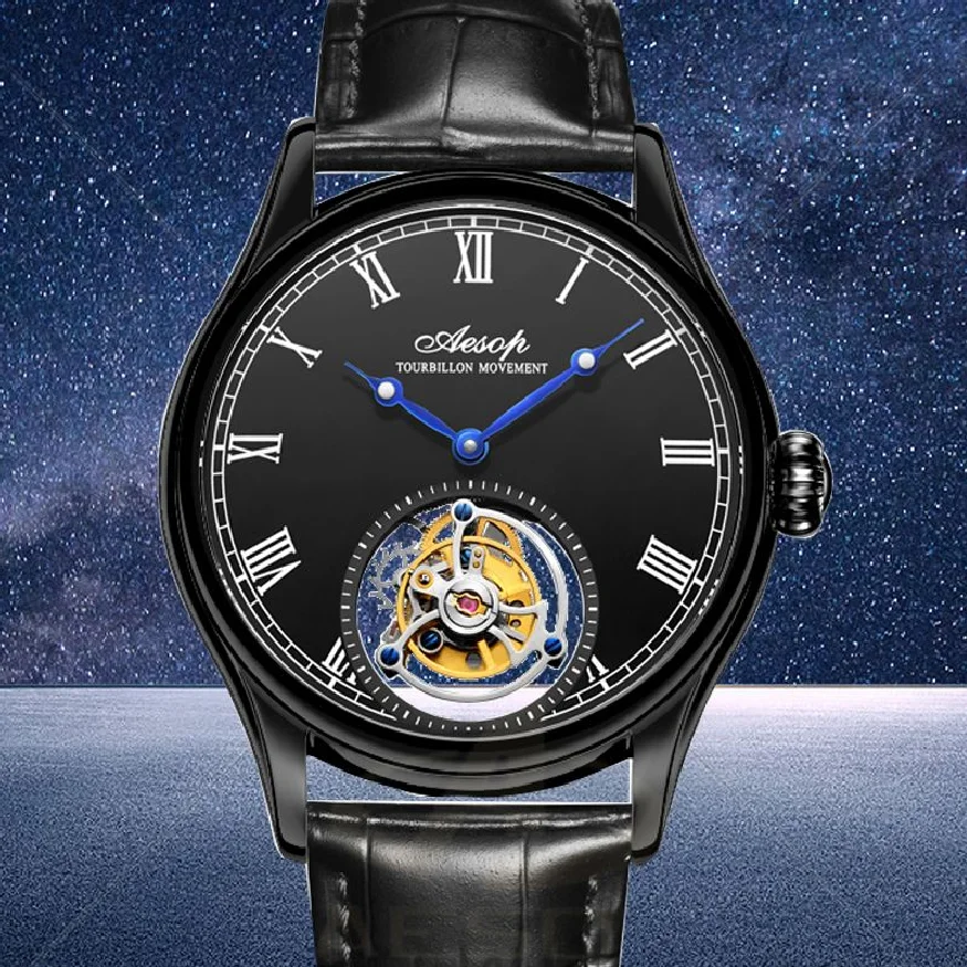 

AESOP Men's Mechanical Watch Watches Flying Tourbillon Male Skeleton Watch for Men Man Luxury Clocks Luxury 2023 Dropshipping