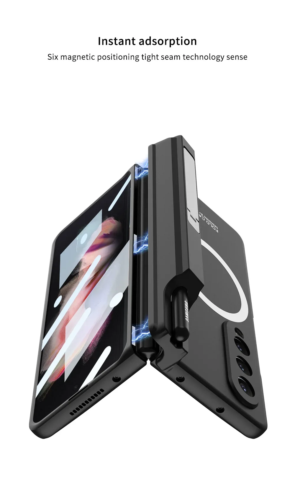 Case for Samsung Galaxy Z Fold5 Fold 4 Fold3 with Pencil Magnetic Wireless Charger Shell Membrane All-Inclusive Protective Cover | Gaffar India