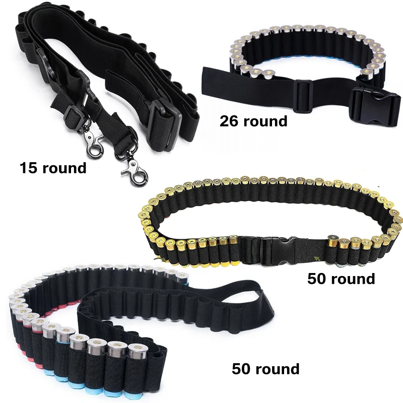 

Tactical Shotgun Shell Bullet Bandolier Belt Pump Shotgun Shell Holder Peppergun Bandoleer 30/15/26 Rounds for Hunting
