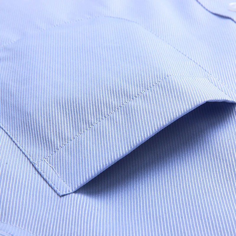 Plus Size Men Dress Shirts Short Sleeve Slim Fit Solid Striped Business Formal White Man Shirt Male Social Casual Clothing 4