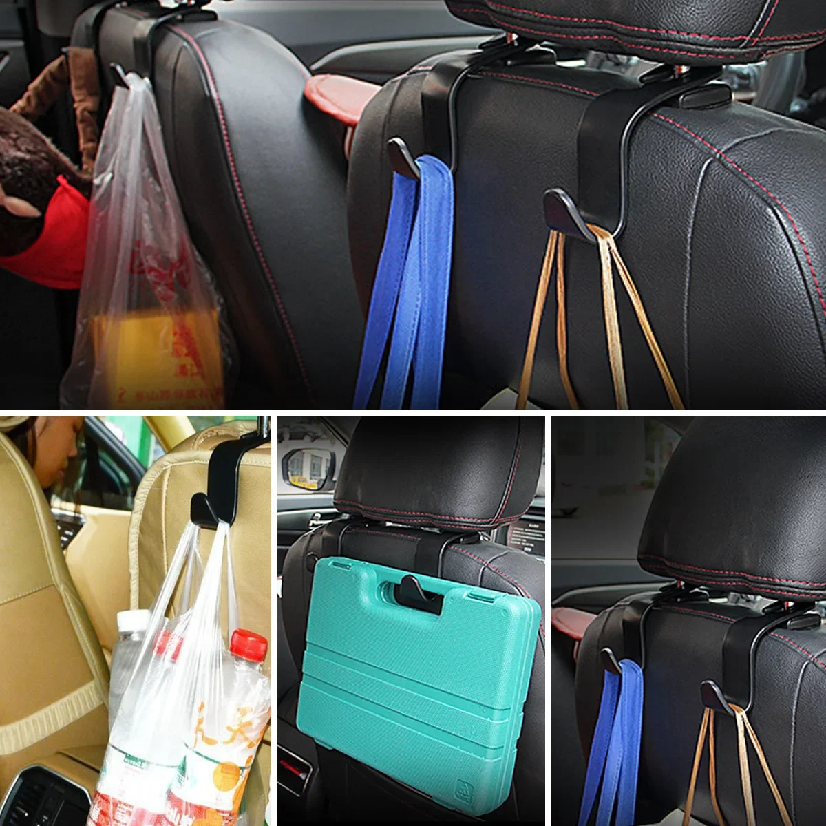 Car Hidden Seat Hook Multi-Purpose Carbon Fiber Texture Seat Back Creative Multi-function On-Board Hooks cargo trunk bag hook