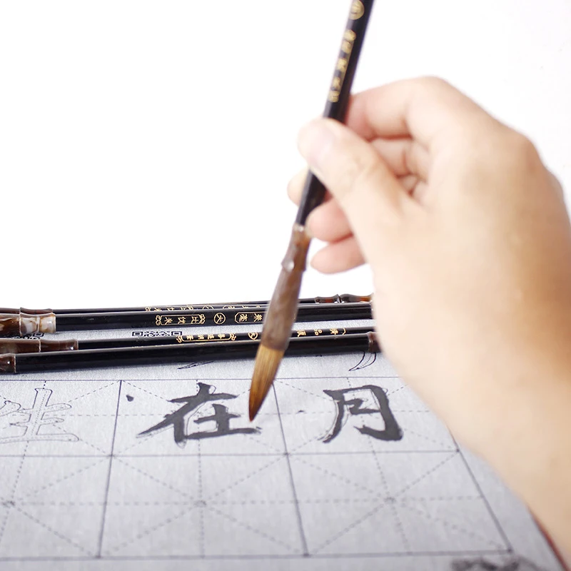 6pcs L/S/M Wooden Calligraphy Brush Pen Set Chinese Calligraphy Painting Brush Pen Wool Weasel Hair Regular Script Writing paint brush,calligraphy brush