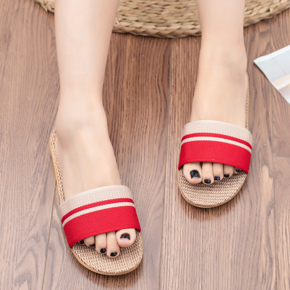 Summer Women Slippers Anti-Slip Home Slippers Lightweight Shoes Women Indoor Linen Slippers Soft Shoes — view 3