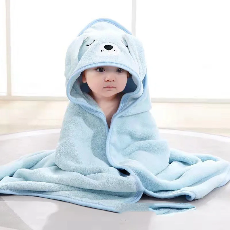 Cartoon Baby Cloak Poncho Mother and Baby Bag Coral Fleece Bath Hooded Cusheet towel cloak