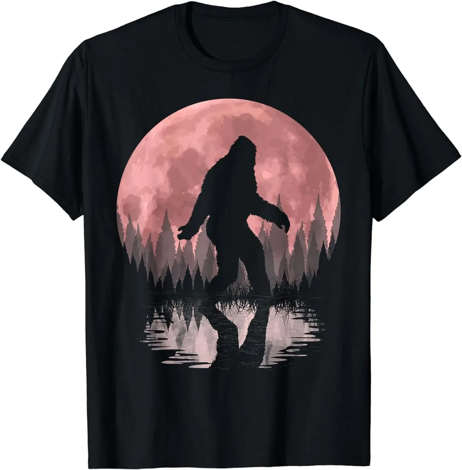 

Big Moon Graphic Night Forest Graphic T Shirts, Women's Crew Neck Casual Premium Polyester Breathable Tee