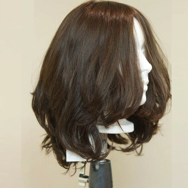 Human hair wigs Short Bob 16inch Brown Soft Body Wave Glueless 5x5 Silk Base Jewish Human Hair Wig Baby Hair HD Lace European Preplucked