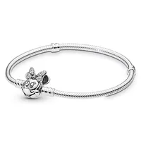 Bracelet en forme de cœur en argent sterling S925, bracelet classique à perles rondes, bracelet en os de serpent, charme DIY, bijoux pour femmes, cadeaux 2