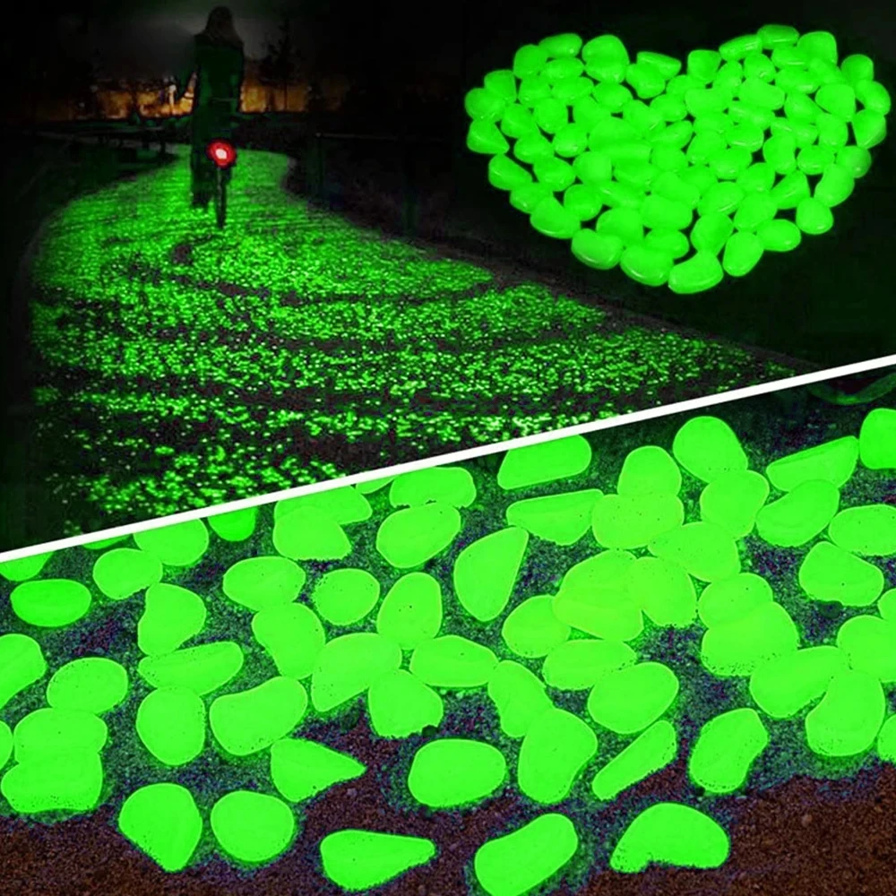 Glow Rocks in The Dark Pebbles Luminous Stones DIY Decorative Gravel for Fish Tank Aquarium Yard Natural Crystals 300Pcs glow stones decorative stones