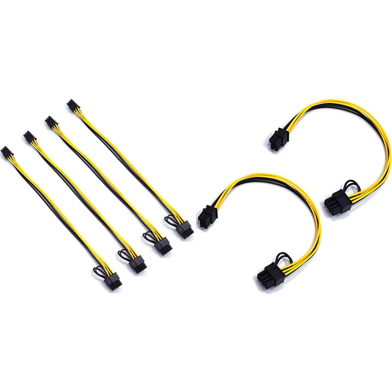 

PCIE 6 Pin Male To 8 Pin (6 + 2) Male Pcie адаптер кабель питания PCI Express Удлинительный кабель 12,5 дюйма