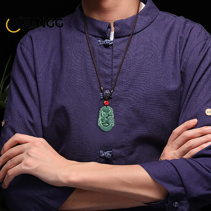 Jasper Pendant Natural A Goods Jadeite Twelve Chinese Zodiac Rat Tiger Hand-carved Custom Mascot Jewelry Necklace Gift