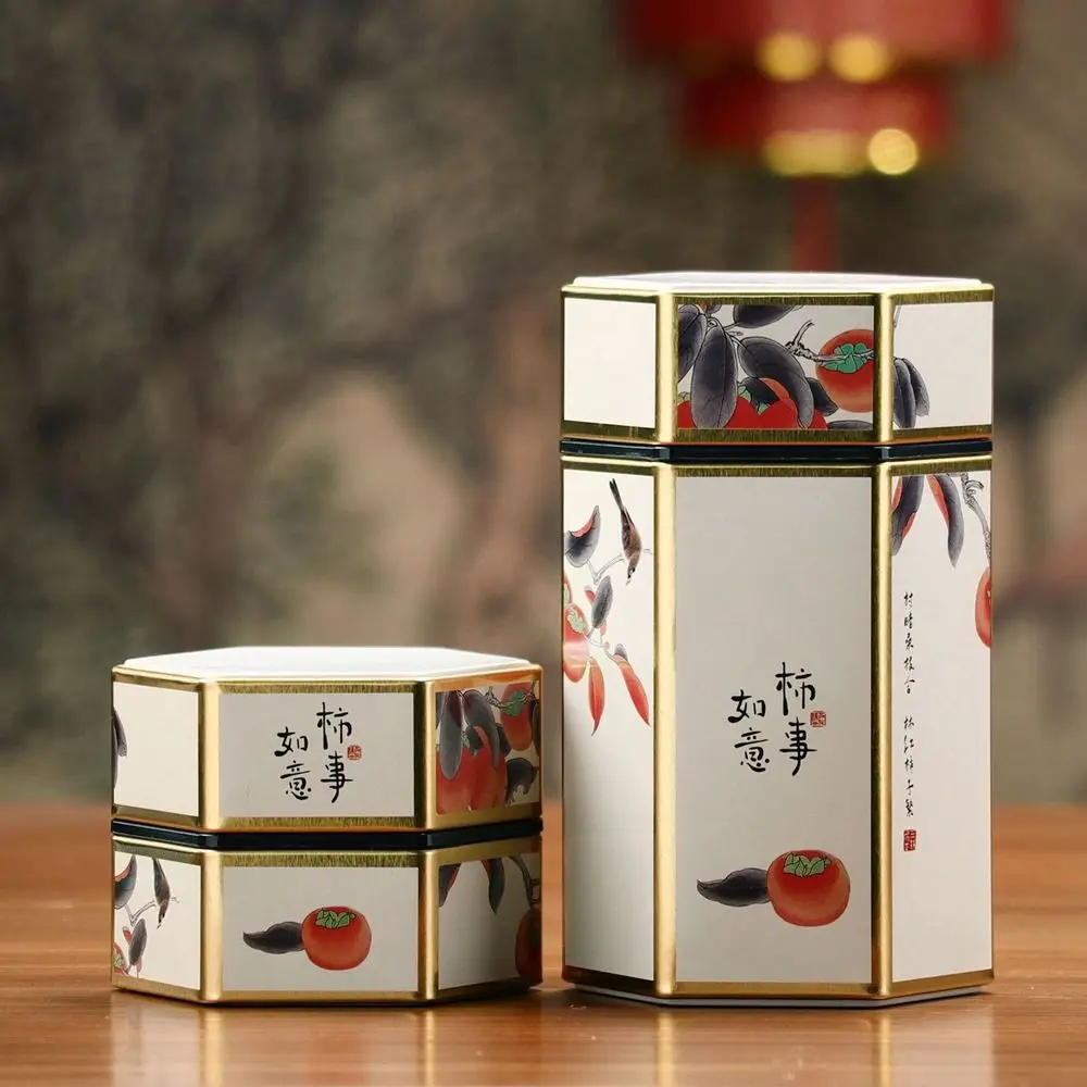 1Pcs Portable Tea Storage Container Tea Set Accessories Empty Hexagonal Tea Storage Tank Tea Organizer Tea Box Tea Pot