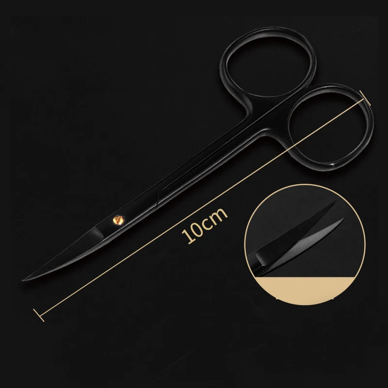 Ophthalmic porcelain black handle surgical scissors tungsten carbon steel double eyelid 10cm plastic eye surgery tools straight