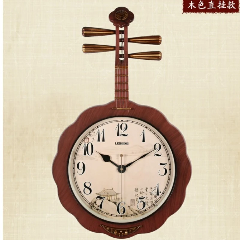 

Wall Clock Chinese Art Wall Wall Clock Creative Silent Chinese Style Wall Watch Living Room Pipa Clock Bedroom Quartz Clock