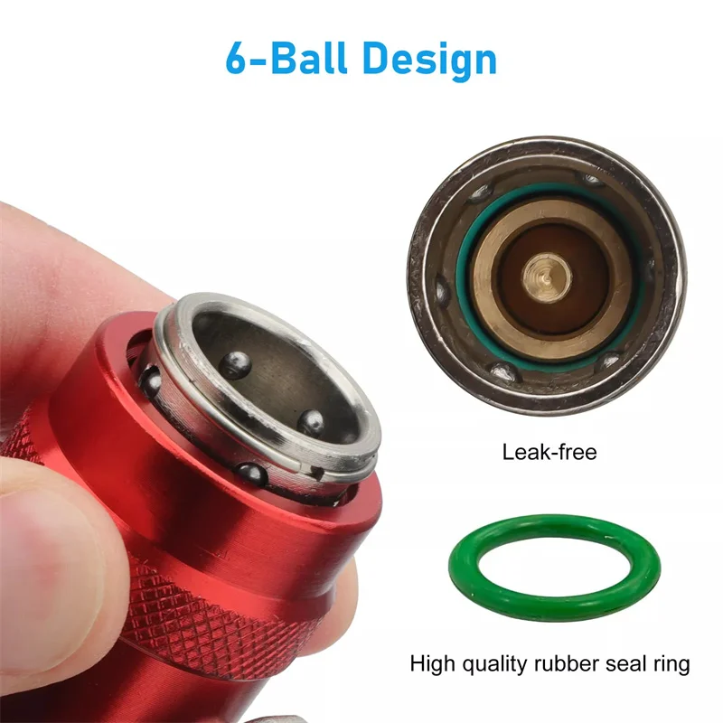 Refrigerant Quick Coupler Adapter Kit for Auto AC Systems - High/Low Side Connectors (2 Pack)
