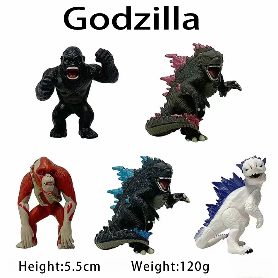 5 Pcs/Pack Godzilla VS King Kong 2 New Empire Action Figure New Arrival Monsters Model Gojira Ornaments Doll