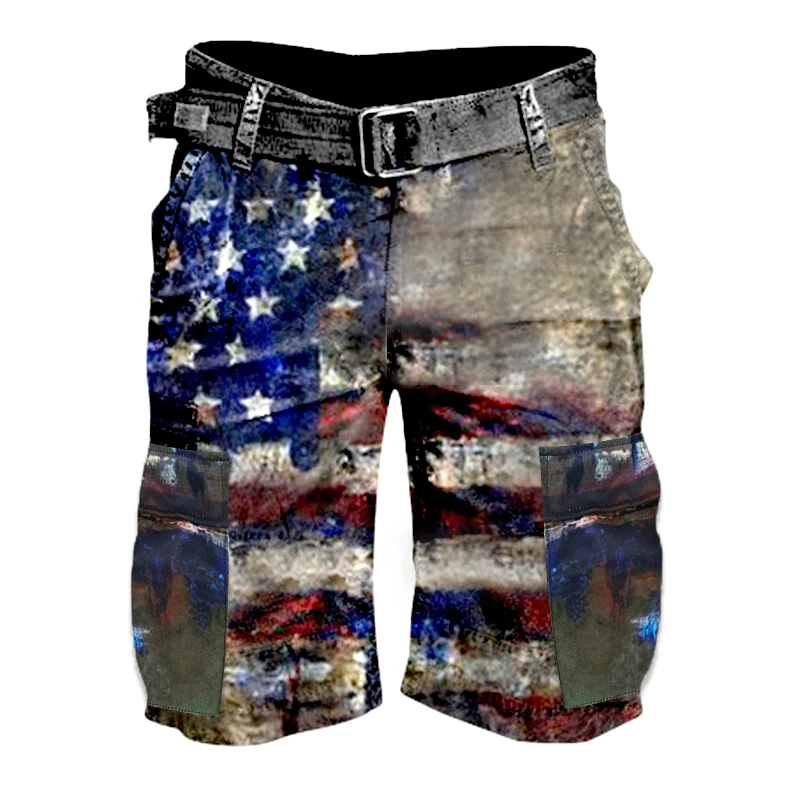 3D Summer Shorts Men's Cargo Pants Loose Casual Outdoor Sports Nickel Pants Side Pocket Cotton Comfortable Plus Size Casual Shor