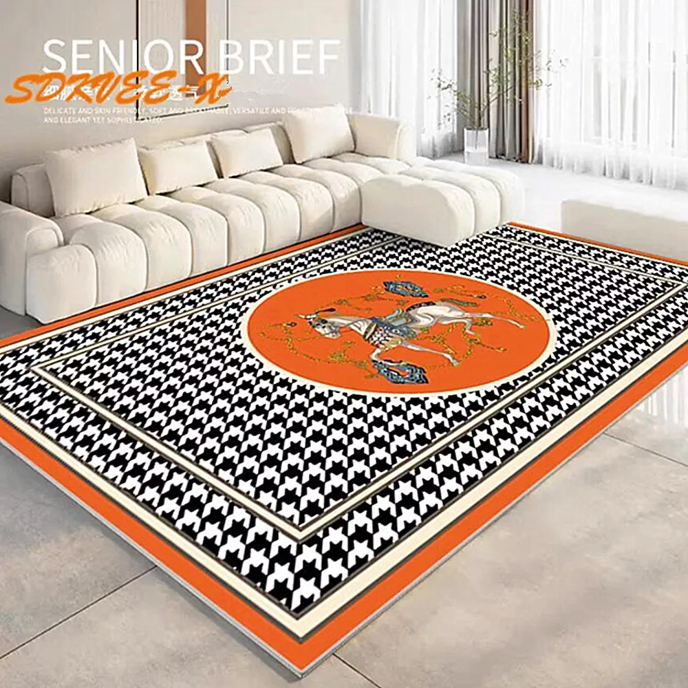 

Luxury Orange Horse Nordic Geometric Abstract Carpet For Living Room Large Area Rug Non-slip Entrance Floor Mat Home Decoration