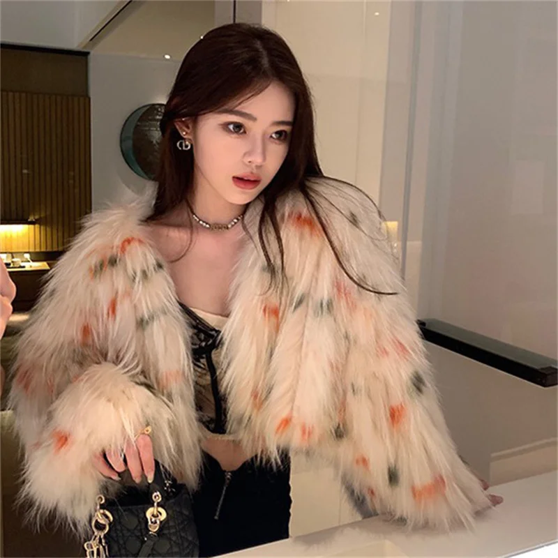 Winter Trend Thickened Warm Fur Coat Ladies Imported Raccoon Fur Winter Coat Korean Luxury V-neck Design Fur Coat winter trend thickened warm fur coat ladies imported raccoon fur winter coat korean luxury v neck design fur coat