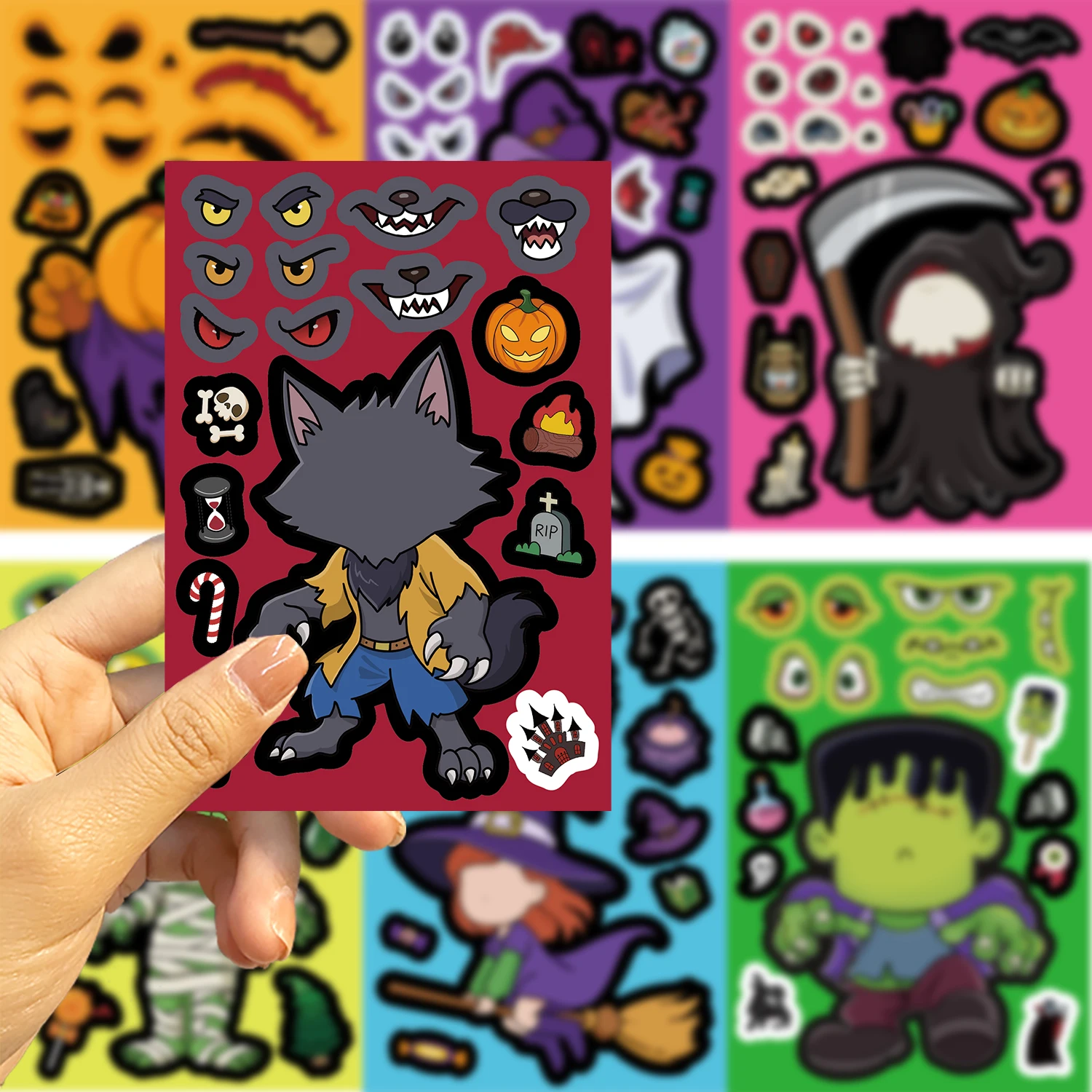 8/16/24 stücke Kinder DIY Puzzle Aufkleber Halloween Geist Kürbis Gesicht Montieren Aufkleber Kinder Spielzeug Jungen Mädchen Geschenke – Detail 7
