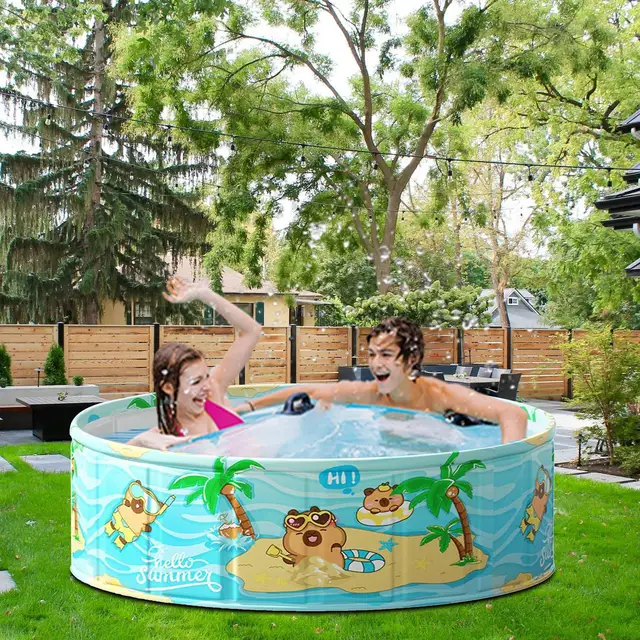 Folding Swimming Pool Non-inflatable Ground Swimming Pool Portable Waterproof Bath Basin Swim Tool for Backyard Outdoor Adults 5