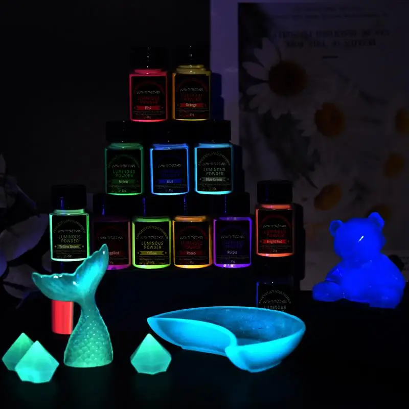 20g/Bottle Luminous Powder Epoxy Resin Pigment DIY Resin Mold Nail Art Glitter Powder Glow In The Dark Jewelry Making Supplies epoxy resin pigment luminous powder pigment