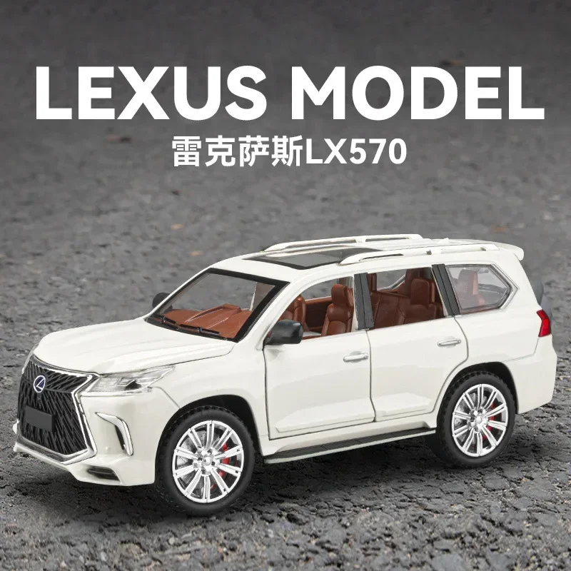 

1:24 модель внедорожника LEXUS LX570 из литая металлического сплава, модель автомобиля со звуком светильник, коллекционная детская игрушка, подарки