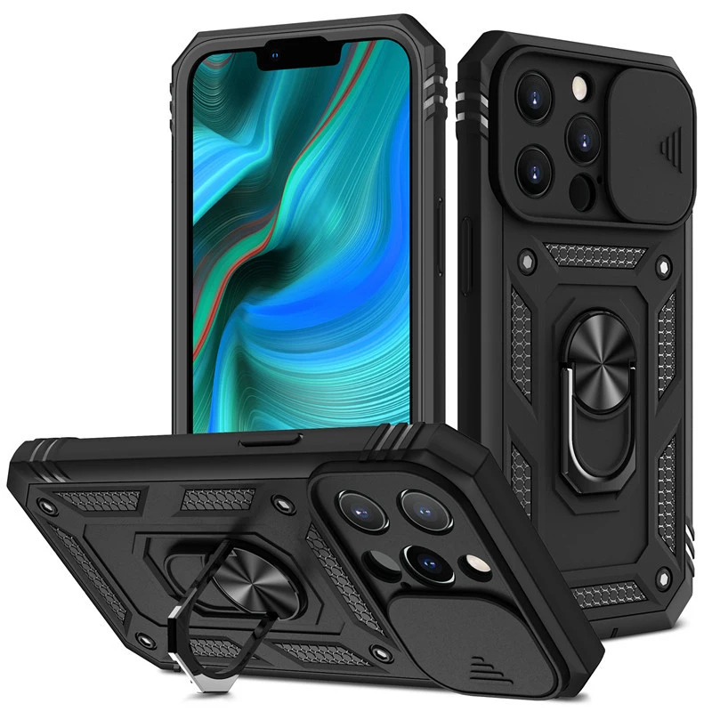 Paraurti di grado militare Cover per armatura per iPhone 14 13 11 12 Pro Max XS Max XR X 7 8 Plus SE Slide Camera Lens Proteggi custodia per telefono_voghion.com