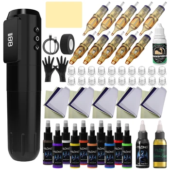 YILONG Set Professionale di Macchine per Tatuaggi Wireless per Trucco Permanente, Kit Macchina per Tatuaggi Adatto ai Principianti