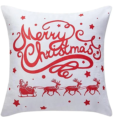 Short Plush Christmas Throw Pillowcase Decorations, Happy Red Pillowcase, Sofa Living Room Decoration Pillowcase 50*50 Decor