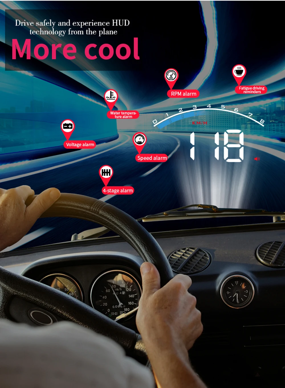 HUD M6S Head up Display Digital Car Speedometer GPS Projector Windshield On-boar
