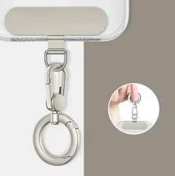 Metal Phone Lanyard Gasket with Rotatable Buckle - Steel Clip Card Cord Tab - Metal (Silver)