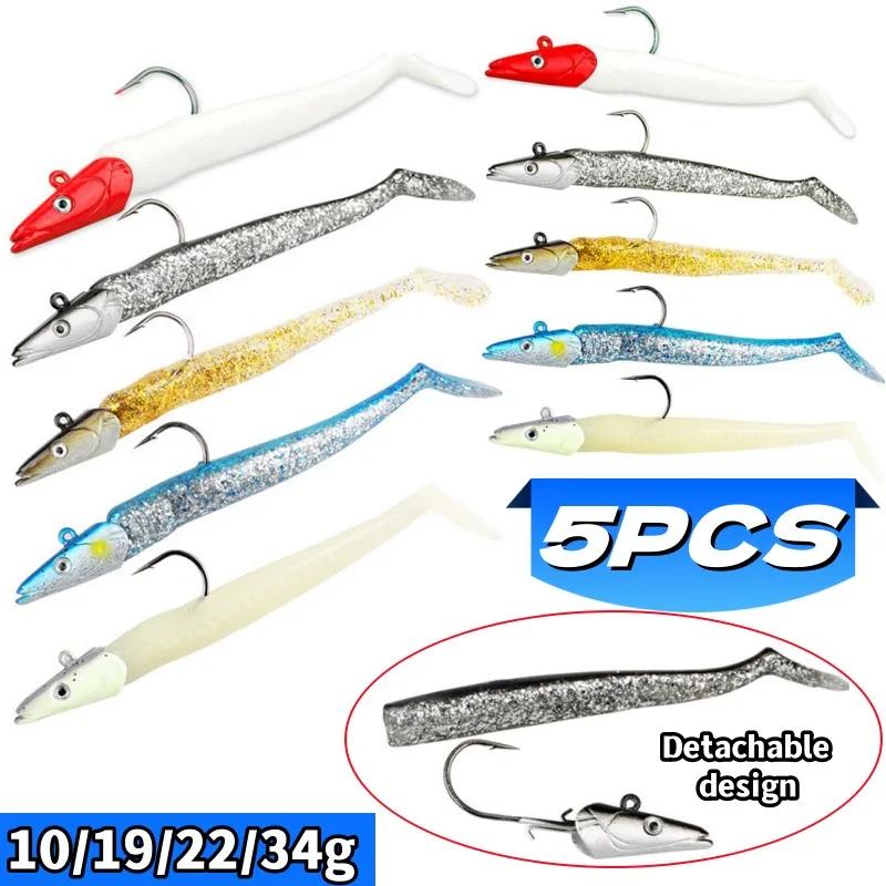 5-Piece Lead Head Jig Swimbaits - Soft Paddle Tail Lures For Freshwater & Saltwater Fishing - View #2