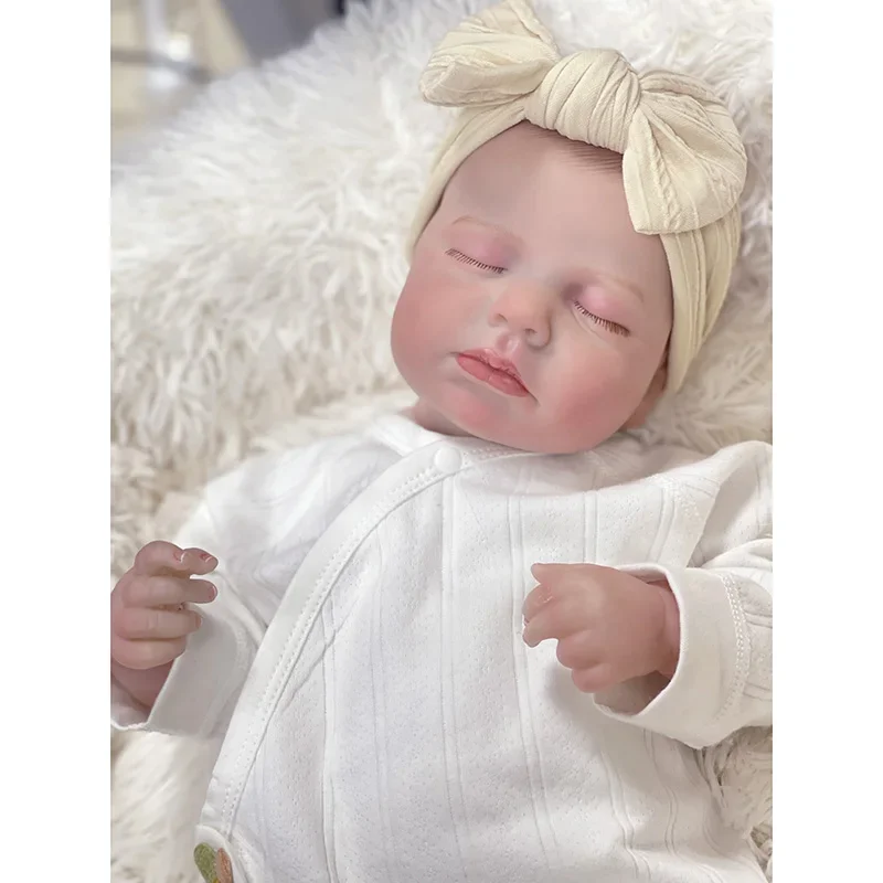 

49CM Reborn Doll Asleep Loulou Handmade Lifelike Newborn Baby Dolls Already Painted Skin with Visible Veins Muñecas Bebe Reborn