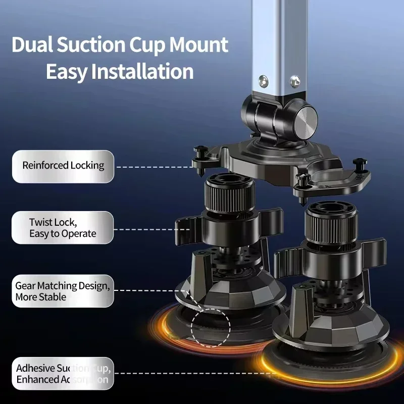 Microphone Stand Professional Dual Suction Mount 360&deg; Microphone Boom Arm Mic Stand Microphone Clamp Holder Accessories For Streaming