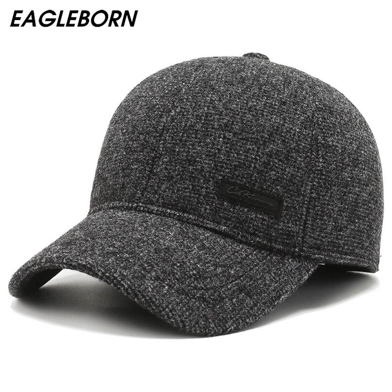 

New Men Winter Baseball Cap Dad Hat Warm Baseball Hat Snapback Hats Mens Hats and Caps for Dad Hats Winter High Quality Ear Hat